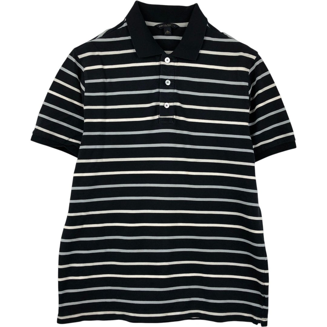 Banana Republic BANANA REPUBLIC Short Sleeve Striped Polo Shirt Men's Size L cotton black type Vintage Second Hand