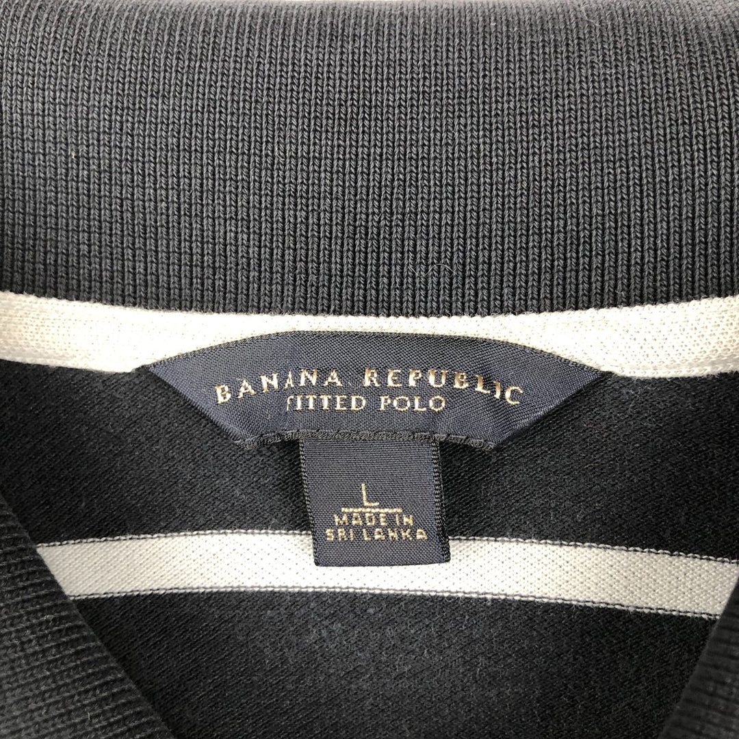 Banana Republic BANANA REPUBLIC Short Sleeve Striped Polo Shirt Men's Size L cotton black type Vintage Second Hand