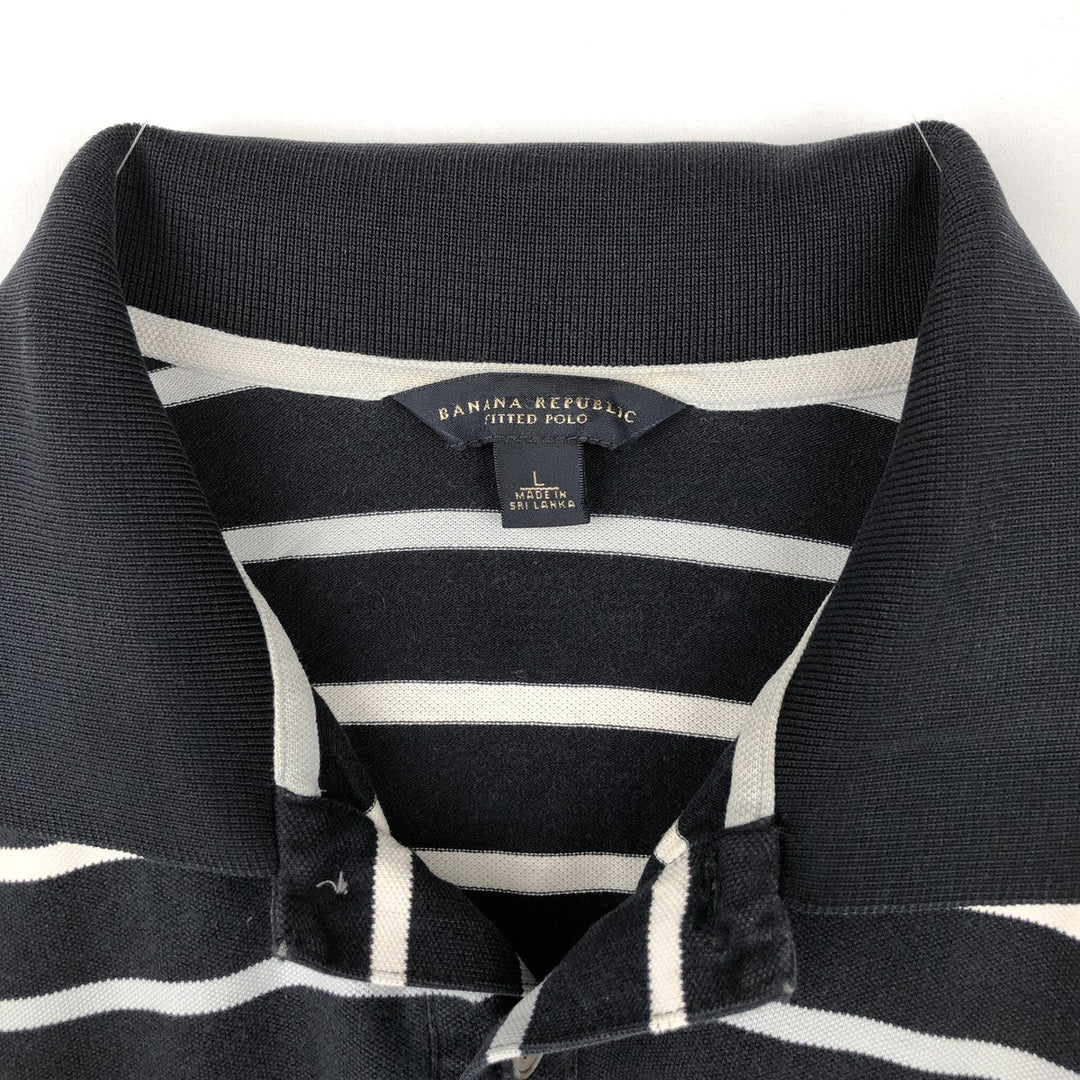 Banana Republic BANANA REPUBLIC Short Sleeve Striped Polo Shirt Men's Size L cotton black type Vintage Second Hand