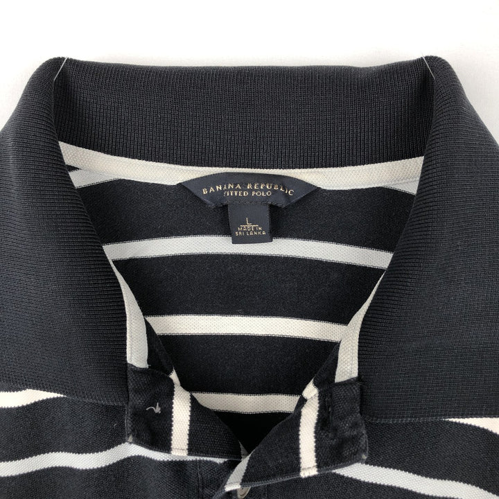 Banana Republic BANANA REPUBLIC Short Sleeve Striped Polo Shirt Men's Size L cotton black type Vintage Second Hand