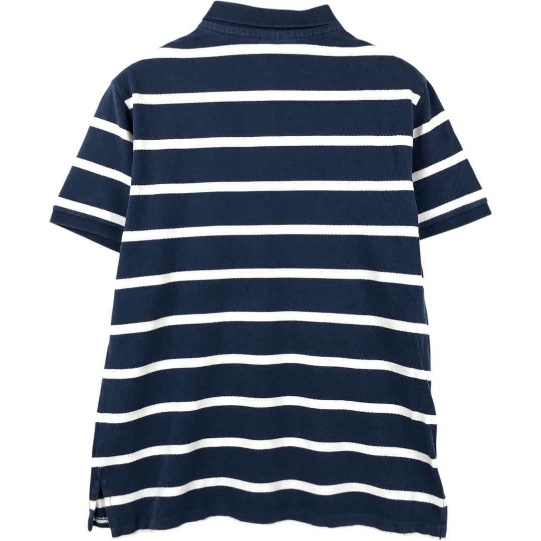 Ralph Lauren POLO JEANS COMPANY Short-Sleeve Striped Polo Shirt, Men's Size L (approx.) cotton navy blue type Vintage Second Hand