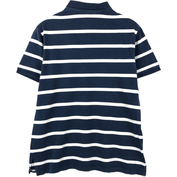 Ralph Lauren POLO JEANS COMPANY Short-Sleeve Striped Polo Shirt, Men's Size L (approx.) cotton navy blue type Vintage Second Hand