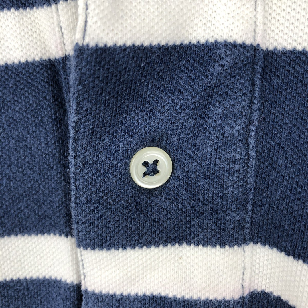 Ralph Lauren POLO JEANS COMPANY Short-Sleeve Striped Polo Shirt, Men's Size L (approx.) cotton navy blue type Vintage Second Hand
