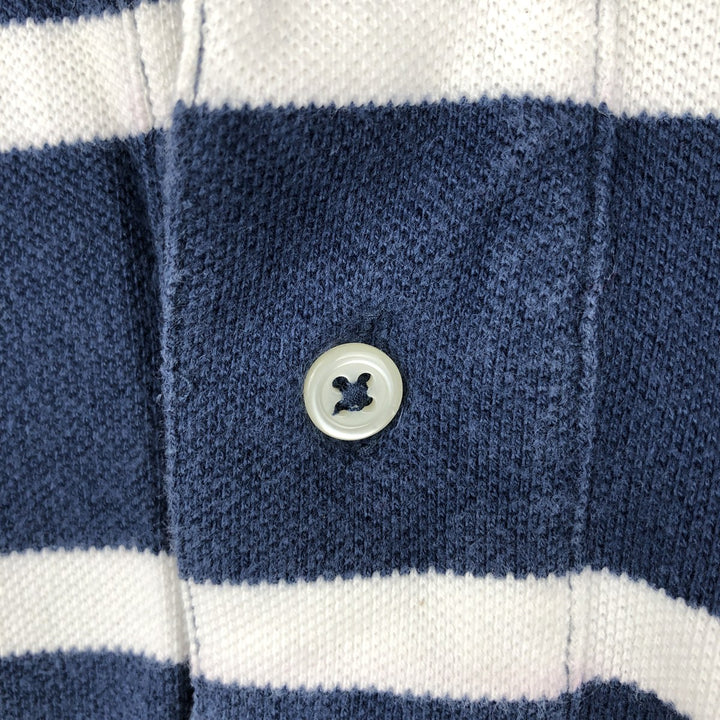 Ralph Lauren POLO JEANS COMPANY Short-Sleeve Striped Polo Shirt, Men's Size L (approx.) cotton navy blue type Vintage Second Hand