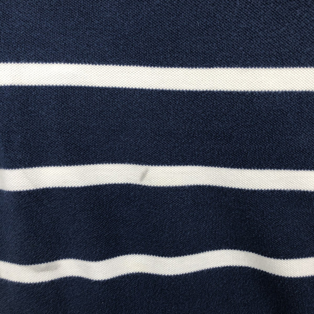 Ralph Lauren POLO JEANS COMPANY Short-Sleeve Striped Polo Shirt, Men's Size L (approx.) cotton navy blue type Vintage Second Hand
