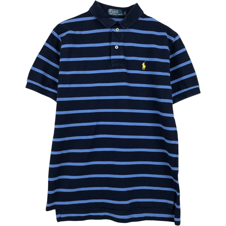 Ralph Lauren POLO by Ralph Lauren short sleeve striped polo shirt, men's size M cotton navy blue type Vintage Second Hand