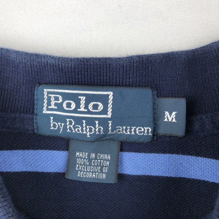 Ralph Lauren POLO by Ralph Lauren short sleeve striped polo shirt, men's size M cotton navy blue type Vintage Second Hand