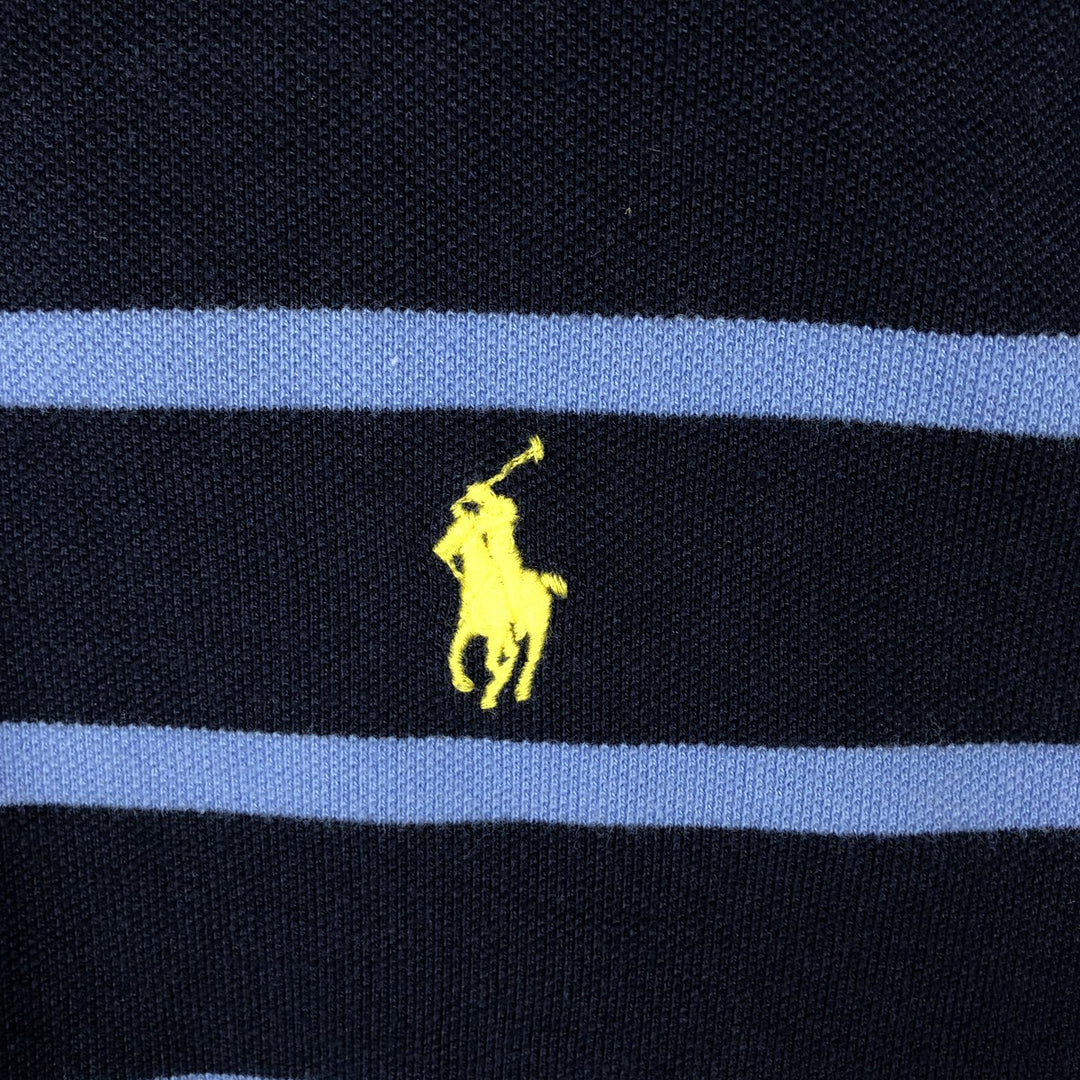 Ralph Lauren POLO by Ralph Lauren short sleeve striped polo shirt, men's size M cotton navy blue type Vintage Second Hand