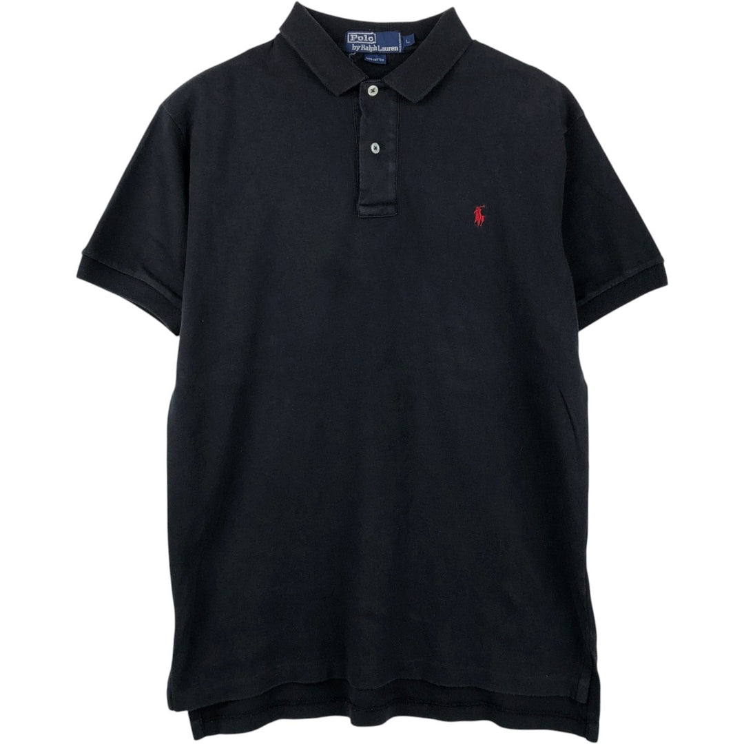 Ralph Lauren POLO by Ralph Lauren short sleeve polo shirt, men's size L cotton black type Vintage Second Hand