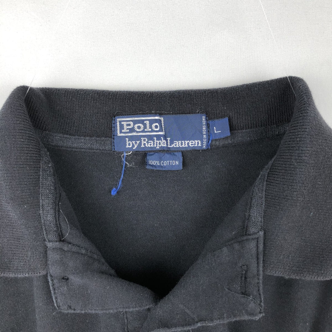 Ralph Lauren POLO by Ralph Lauren short sleeve polo shirt, men's size L cotton black type Vintage Second Hand