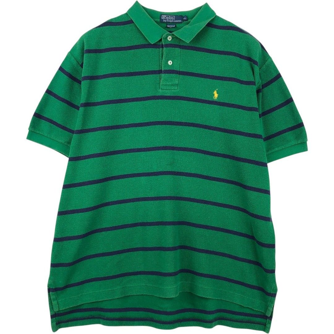 Ralph Lauren POLO by Ralph Lauren short sleeve striped polo shirt, men's XL size cotton green type Vintage Second Hand