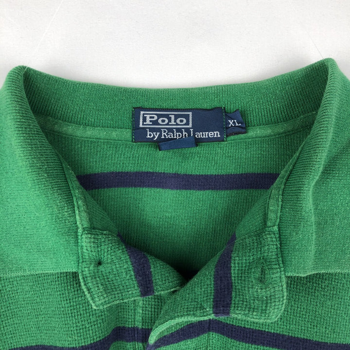 Ralph Lauren POLO by Ralph Lauren short sleeve striped polo shirt, men's XL size cotton green type Vintage Second Hand
