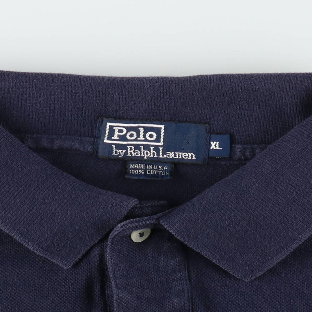 1990'S Ralph Lauren POLO by Ralph Lauren short-sleeved polo shirt, made in the USA, men's size XL equivalent. cotton black type Vintage Second Hand