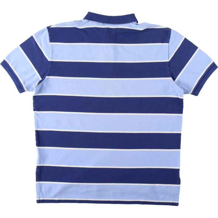 Ralph Lauren POLO by Ralph Lauren CUSTOM FIT Striped Short-Sleeve Polo Shirt, Size L (Men's equivalent to size L) cotton blue type Vintage Second Hand