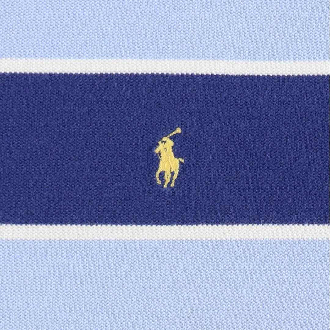 Ralph Lauren POLO by Ralph Lauren CUSTOM FIT Striped Short-Sleeve Polo Shirt, Size L (Men's equivalent to size L) cotton blue type Vintage Second Hand