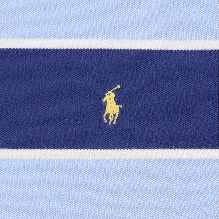Ralph Lauren POLO by Ralph Lauren CUSTOM FIT Striped Short-Sleeve Polo Shirt, Size L (Men's equivalent to size L) cotton blue type Vintage Second Hand
