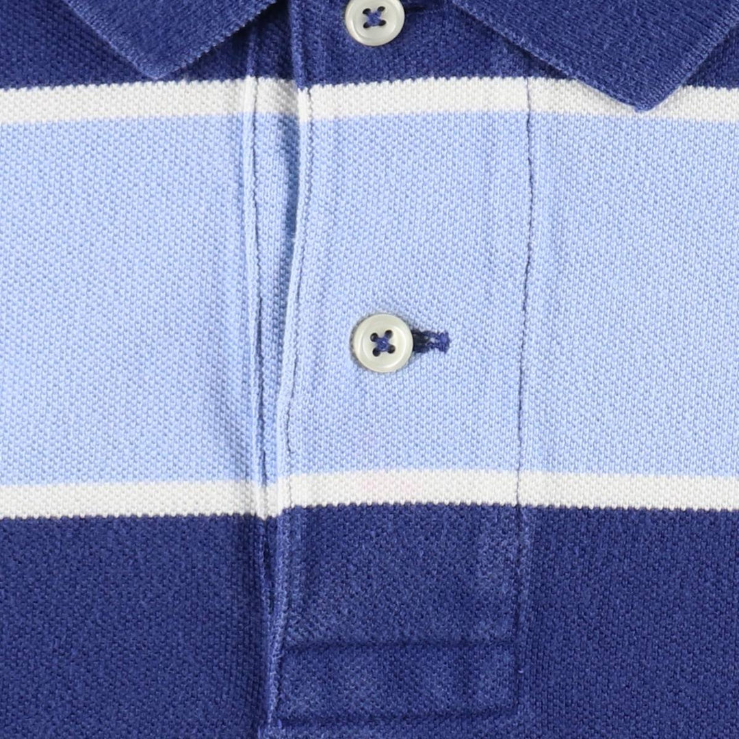 Ralph Lauren POLO by Ralph Lauren CUSTOM FIT Striped Short-Sleeve Polo Shirt, Size L (Men's equivalent to size L) cotton blue type Vintage Second Hand