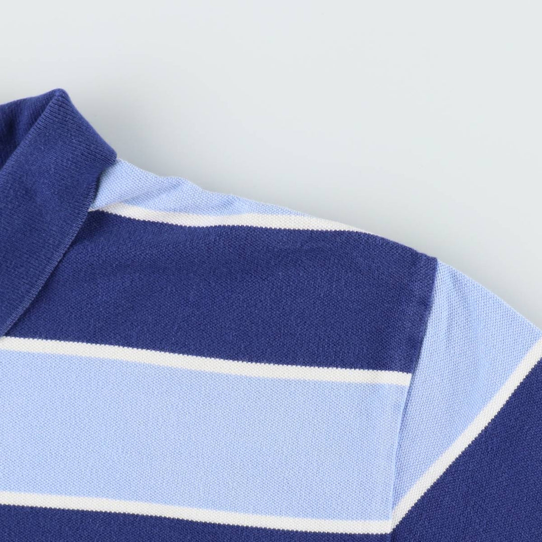Ralph Lauren POLO by Ralph Lauren CUSTOM FIT Striped Short-Sleeve Polo Shirt, Size L (Men's equivalent to size L) cotton blue type Vintage Second Hand