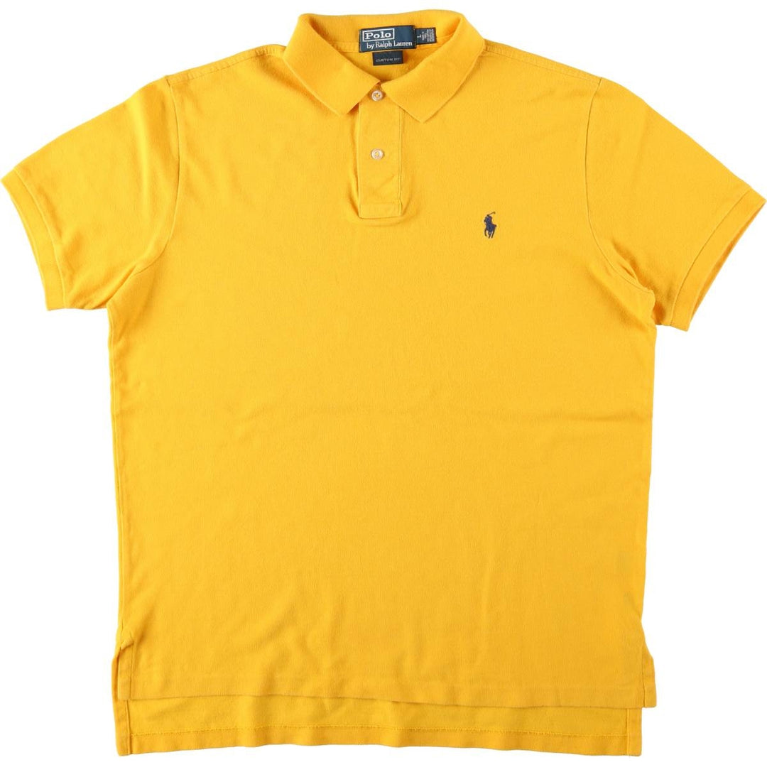 Ralph Lauren POLO by Ralph Lauren CUSTOM FIT short sleeve polo shirt, men's L size, regular collar cotton yellow type Vintage Second Hand