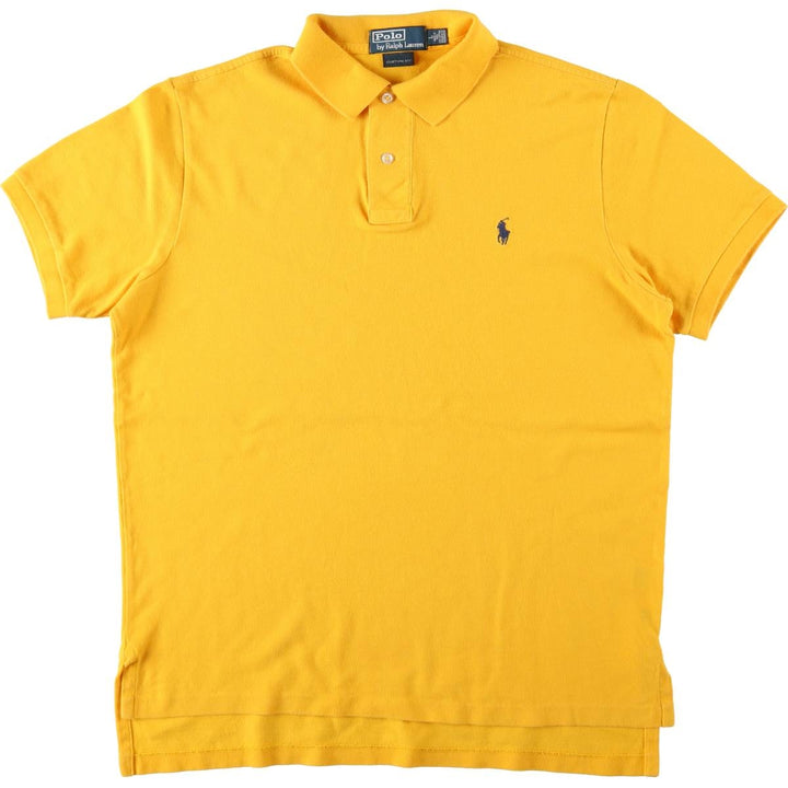Ralph Lauren POLO by Ralph Lauren CUSTOM FIT short sleeve polo shirt, men's L size, regular collar cotton yellow type Vintage Second Hand