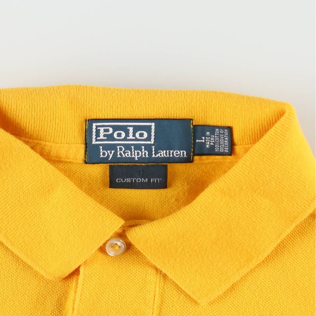 Ralph Lauren POLO by Ralph Lauren CUSTOM FIT short sleeve polo shirt, men's L size, regular collar cotton yellow type Vintage Second Hand