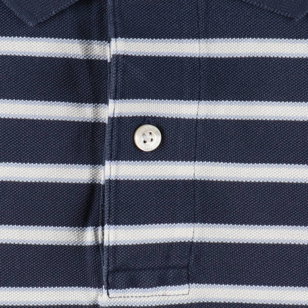 Brooks Brothers Original Fit Multi-Stripe Short-Sleeve Polo Shirt, Men's Size L (approx.) Pima Cotton navy blue type Vintage Second Hand