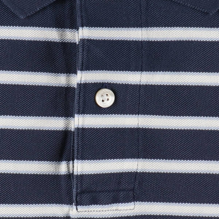 Brooks Brothers Original Fit Multi-Stripe Short-Sleeve Polo Shirt, Men's Size L (approx.) Pima Cotton navy blue type Vintage Second Hand