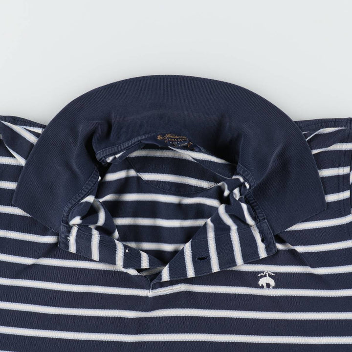 Brooks Brothers Original Fit Multi-Stripe Short-Sleeve Polo Shirt, Men's Size L (approx.) Pima Cotton navy blue type Vintage Second Hand