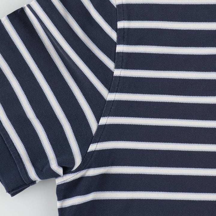 Brooks Brothers Original Fit Multi-Stripe Short-Sleeve Polo Shirt, Men's Size L (approx.) Pima Cotton navy blue type Vintage Second Hand