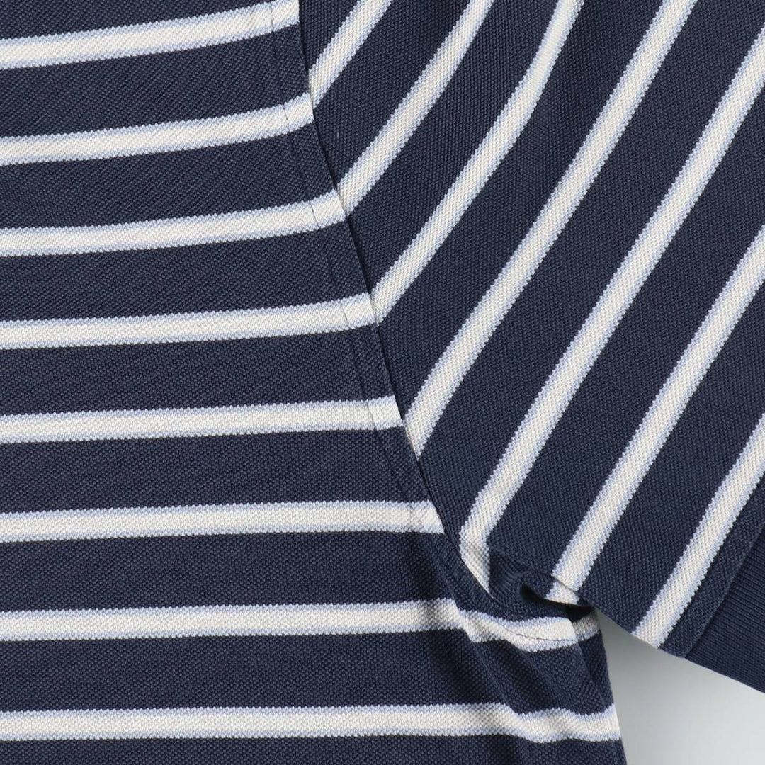 Brooks Brothers Original Fit Multi-Stripe Short-Sleeve Polo Shirt, Men's Size L (approx.) Pima Cotton navy blue type Vintage Second Hand