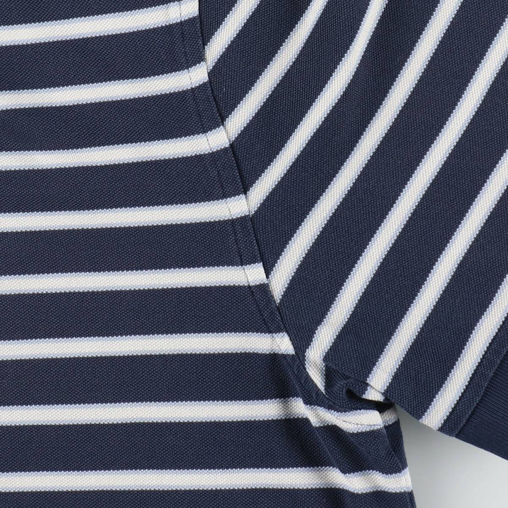 Brooks Brothers Original Fit Multi-Stripe Short-Sleeve Polo Shirt, Men's Size L (approx.) Pima Cotton navy blue type Vintage Second Hand