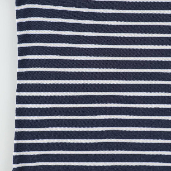 Brooks Brothers Original Fit Multi-Stripe Short-Sleeve Polo Shirt, Men's Size L (approx.) Pima Cotton navy blue type Vintage Second Hand