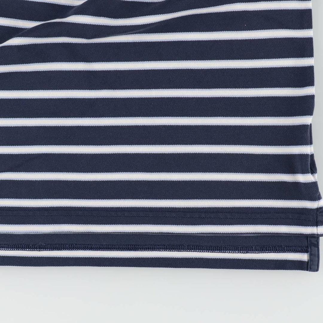 Brooks Brothers Original Fit Multi-Stripe Short-Sleeve Polo Shirt, Men's Size L (approx.) Pima Cotton navy blue type Vintage Second Hand
