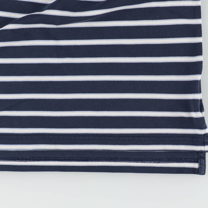 Brooks Brothers Original Fit Multi-Stripe Short-Sleeve Polo Shirt, Men's Size L (approx.) Pima Cotton navy blue type Vintage Second Hand