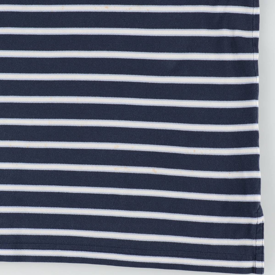 Brooks Brothers Original Fit Multi-Stripe Short-Sleeve Polo Shirt, Men's Size L (approx.) Pima Cotton navy blue type Vintage Second Hand