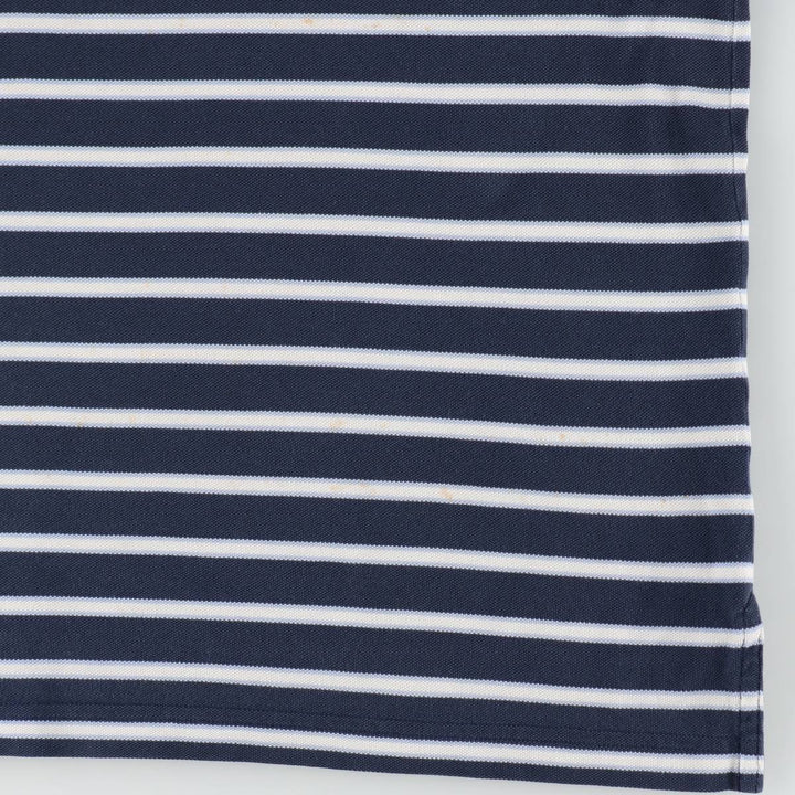 Brooks Brothers Original Fit Multi-Stripe Short-Sleeve Polo Shirt, Men's Size L (approx.) Pima Cotton navy blue type Vintage Second Hand