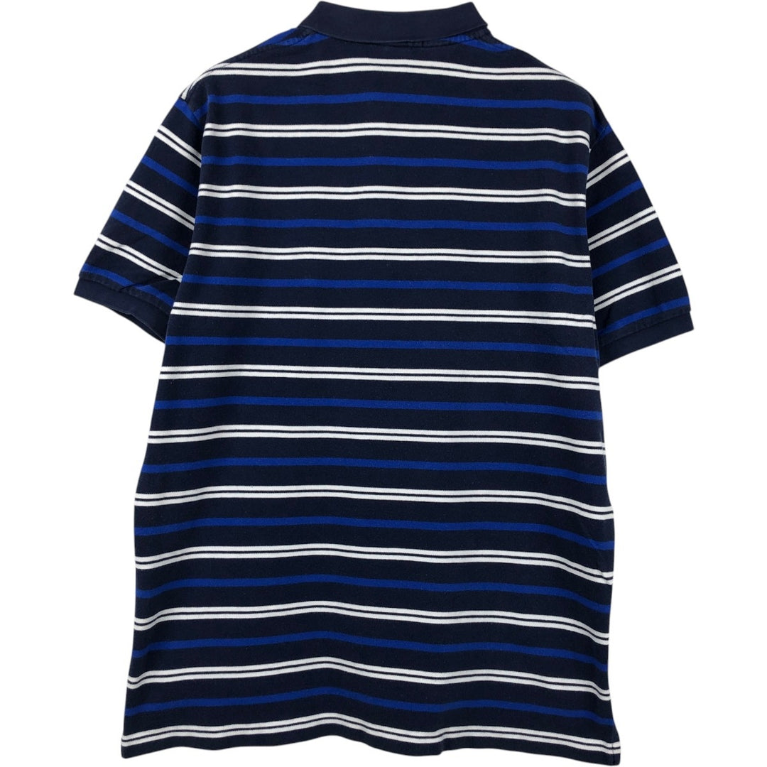 Ralph Lauren POLO by Ralph Lauren Multi-border short sleeve striped polo shirt Men's XL size cotton navy blue type Vintage Second Hand