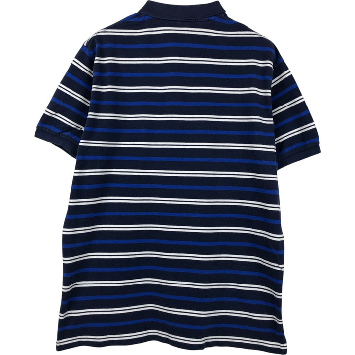 Ralph Lauren POLO by Ralph Lauren Multi-border short sleeve striped polo shirt Men's XL size cotton navy blue type Vintage Second Hand