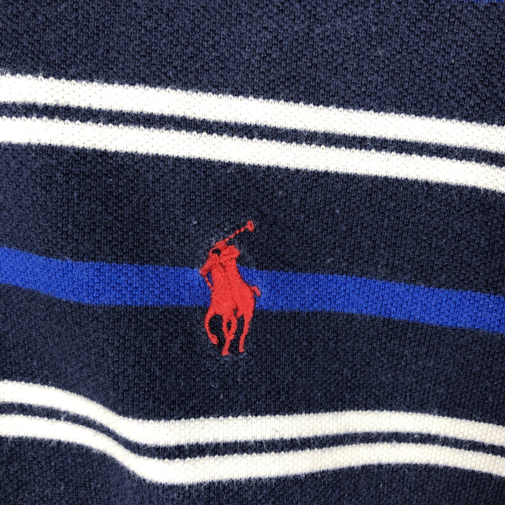 Ralph Lauren POLO by Ralph Lauren Multi-border short sleeve striped polo shirt Men's XL size cotton navy blue type Vintage Second Hand