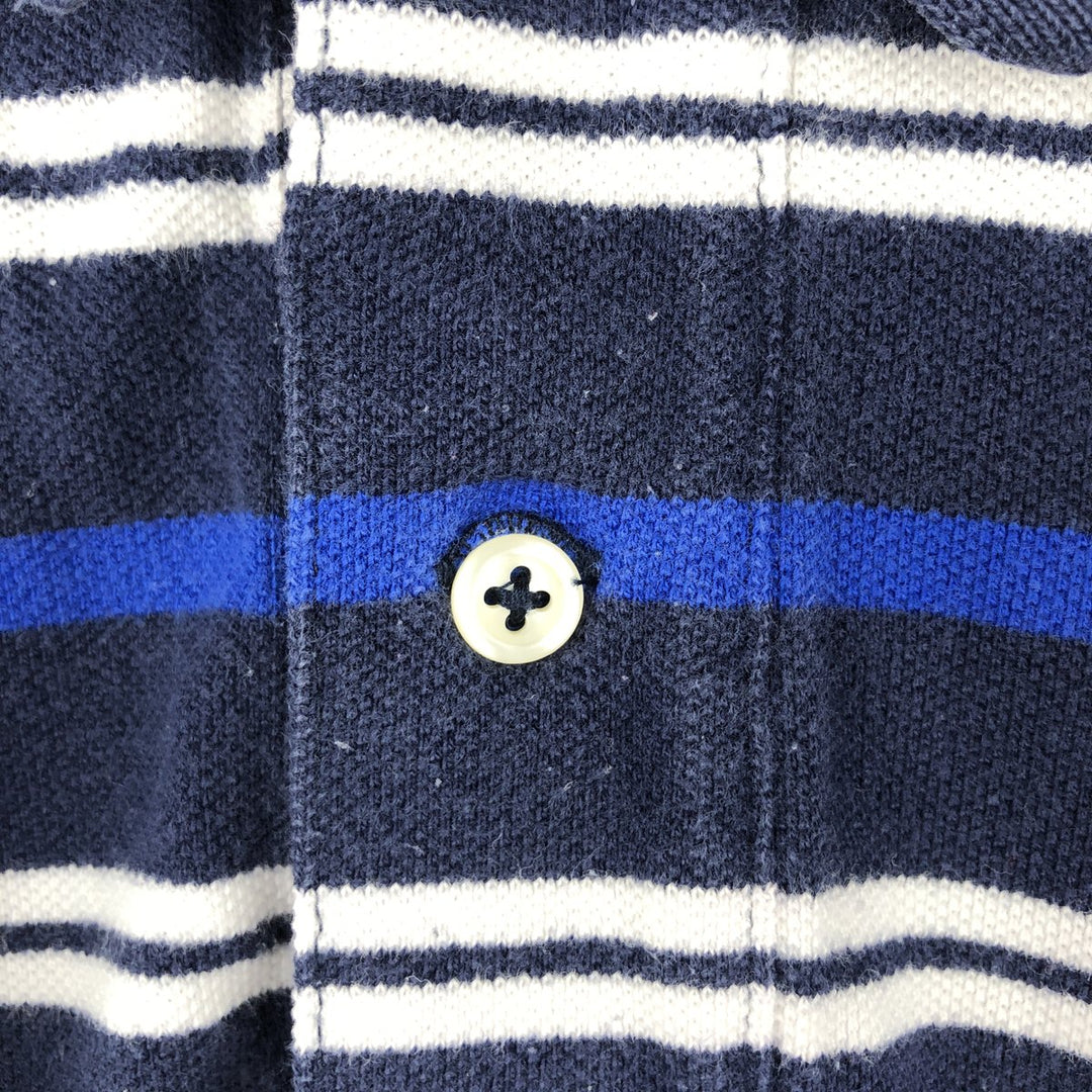 Ralph Lauren POLO by Ralph Lauren Multi-border short sleeve striped polo shirt Men's XL size cotton navy blue type Vintage Second Hand