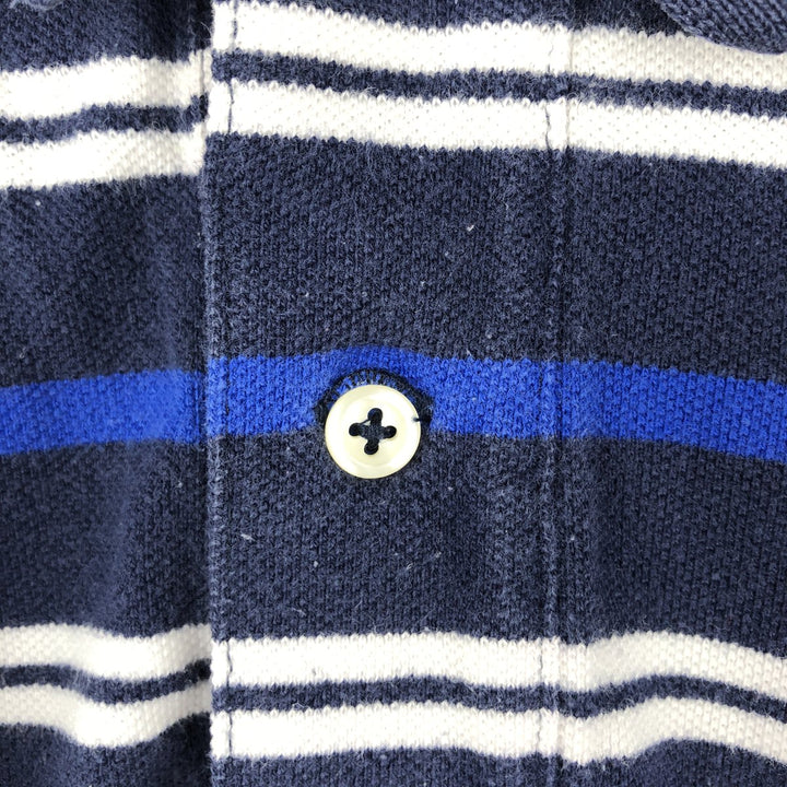 Ralph Lauren POLO by Ralph Lauren Multi-border short sleeve striped polo shirt Men's XL size cotton navy blue type Vintage Second Hand