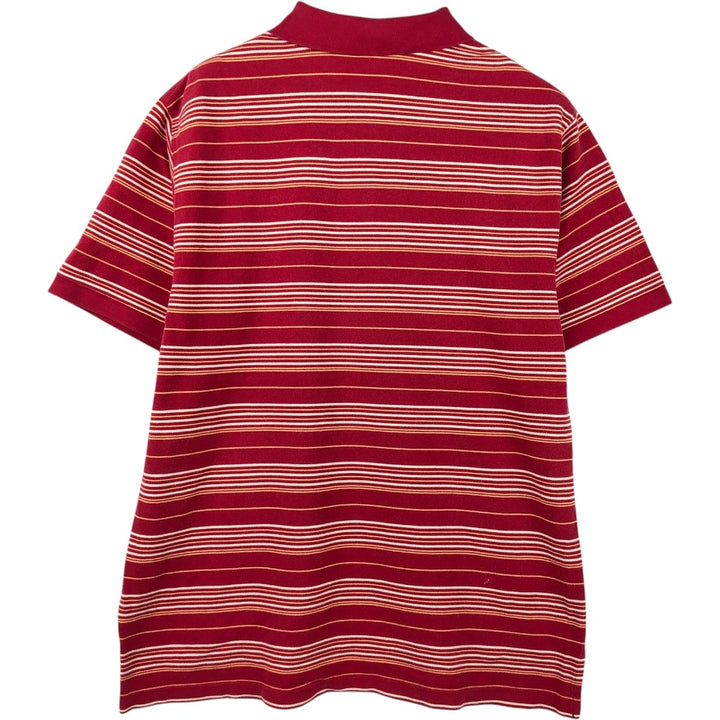 LLBean Multi-Stripe Short-Sleeve Polo Shirt, Men's Size L (approx.) cotton red type Vintage Second Hand
