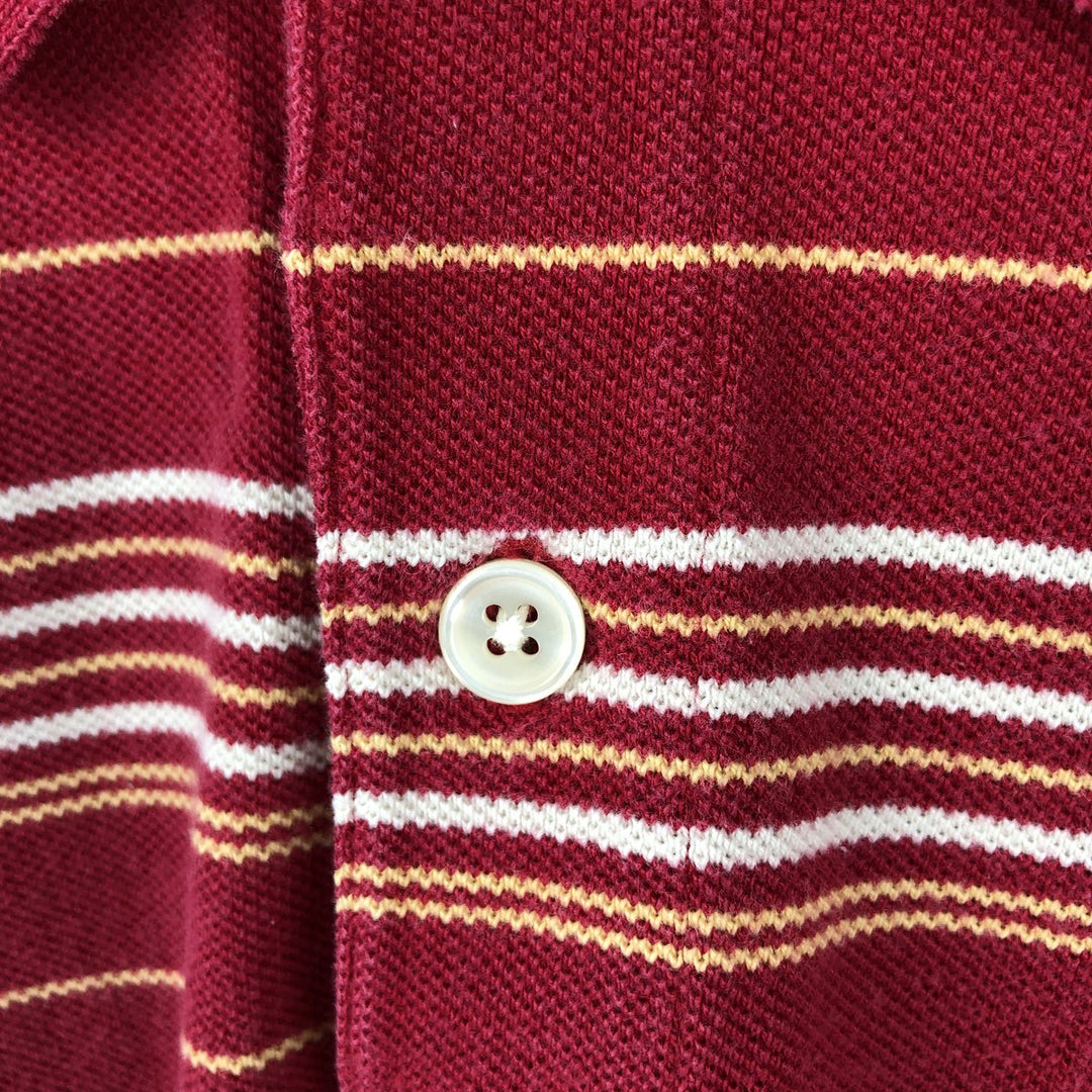 LLBean Multi-Stripe Short-Sleeve Polo Shirt, Men's Size L (approx.) cotton red type Vintage Second Hand
