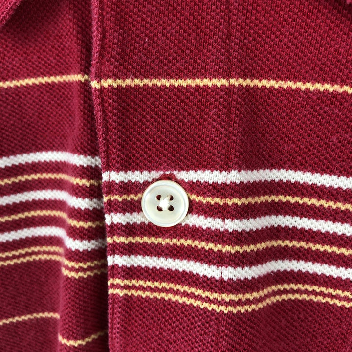 LLBean Multi-Stripe Short-Sleeve Polo Shirt, Men's Size L (approx.) cotton red type Vintage Second Hand