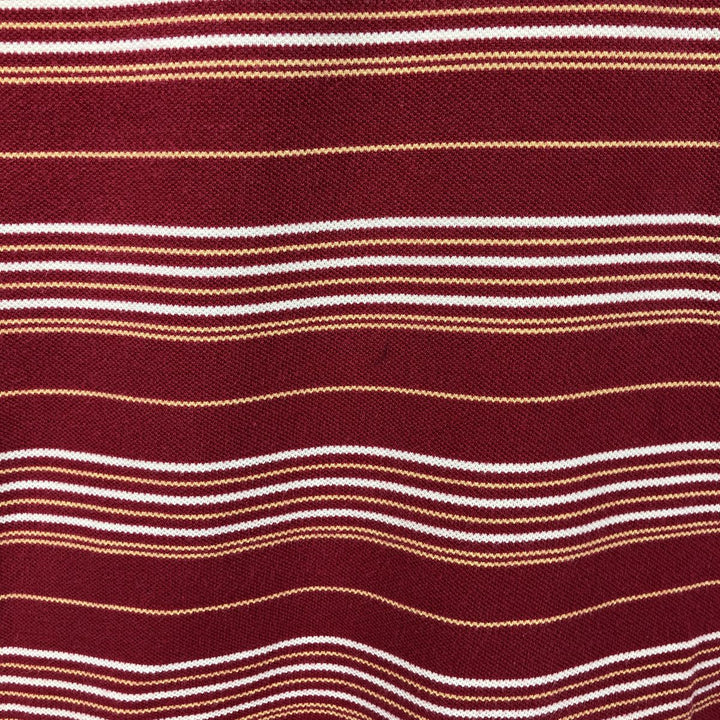 LLBean Multi-Stripe Short-Sleeve Polo Shirt, Men's Size L (approx.) cotton red type Vintage Second Hand
