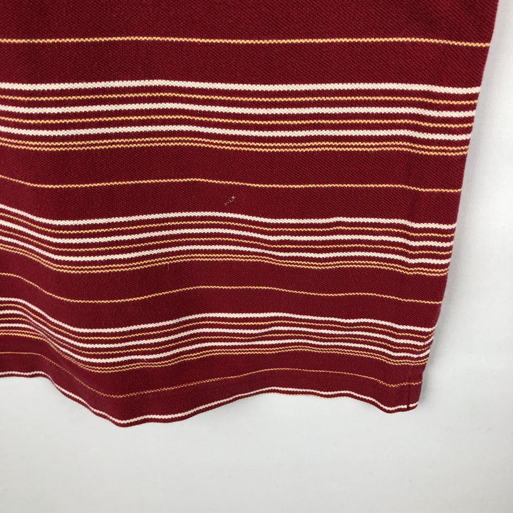 LLBean Multi-Stripe Short-Sleeve Polo Shirt, Men's Size L (approx.) cotton red type Vintage Second Hand