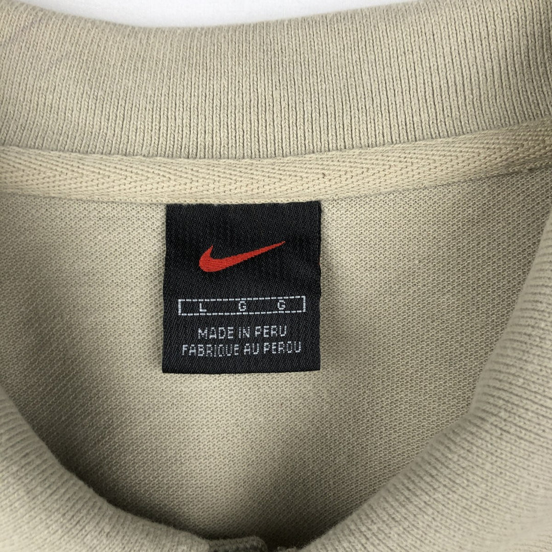Nike Center Logo Short-Sleeve Polo Shirt, Men's Size L (approx.) cotton Beige type Vintage Second Hand
