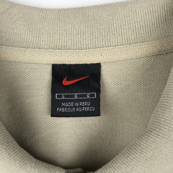 Nike Center Logo Short-Sleeve Polo Shirt, Men's Size L (approx.) cotton Beige type Vintage Second Hand