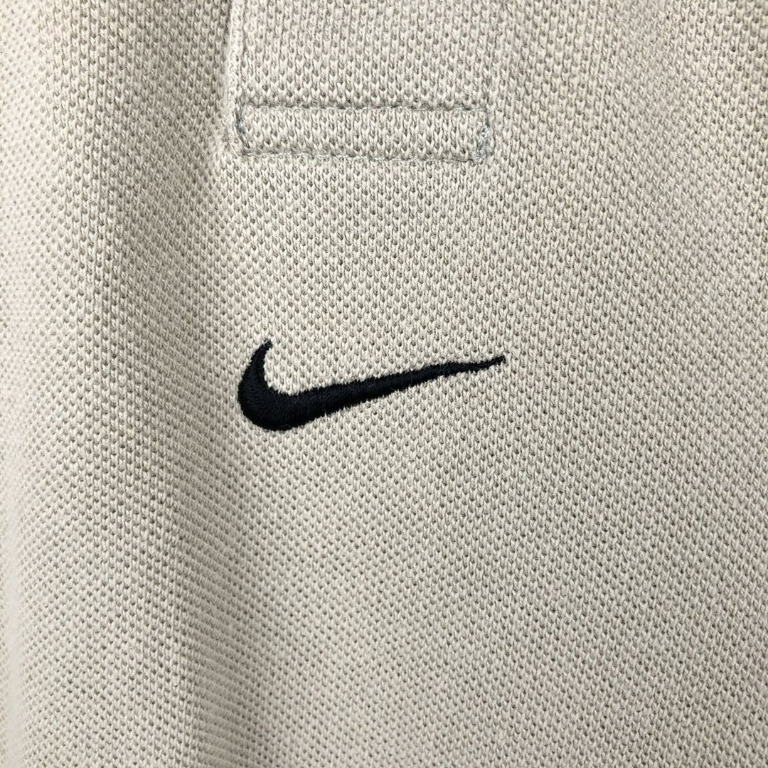 Nike Center Logo Short-Sleeve Polo Shirt, Men's Size L (approx.) cotton Beige type Vintage Second Hand