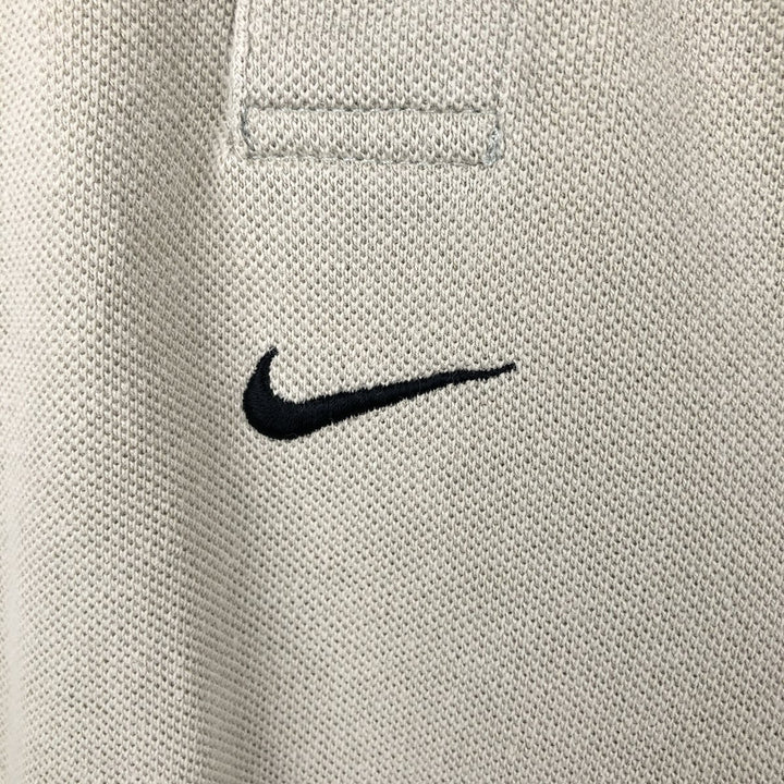 Nike Center Logo Short-Sleeve Polo Shirt, Men's Size L (approx.) cotton Beige type Vintage Second Hand